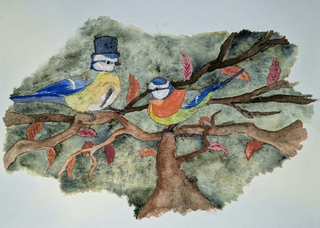 Original - Bild "Meisen Paar" 24x32cm