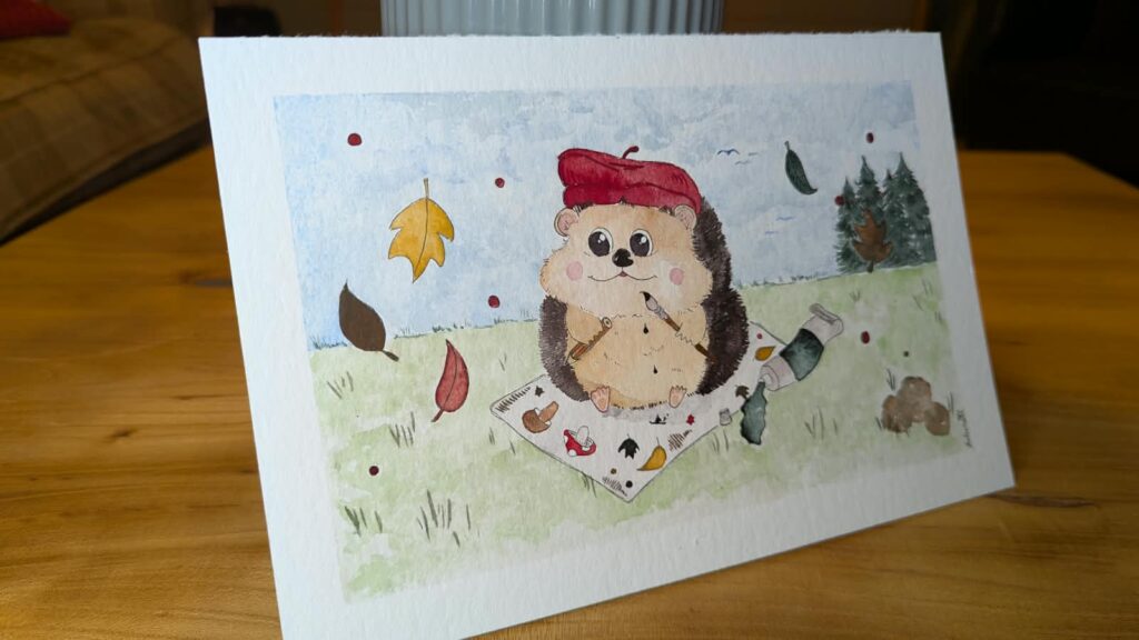 Original - Bild "Herbst-Igel" 12x16cm
